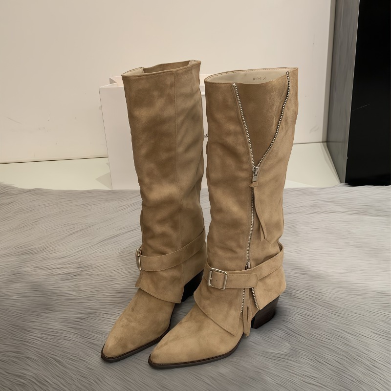 Botas Femininas de Cano Longo  - Pipe Bending Spring avaliação e preço