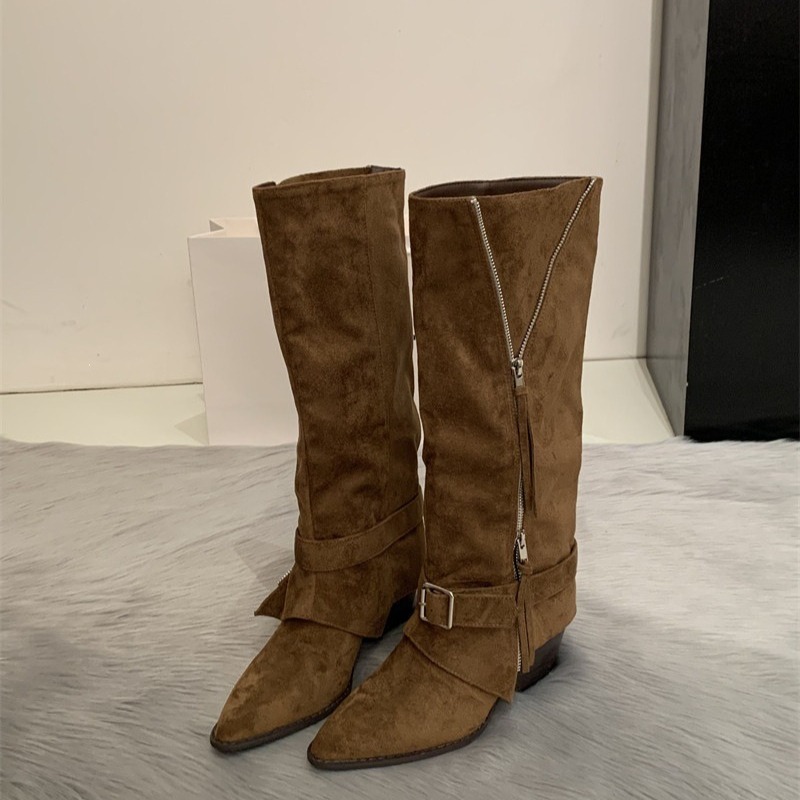 Botas Femininas de Cano Longo  - Pipe Bending Spring avaliação e preço